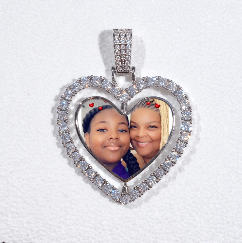 3D Spinning 2-Faced Heart Custom Picture Pendant