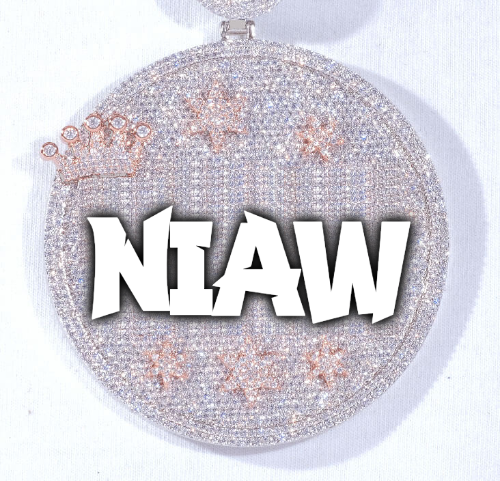 CUSTOM LETTER NECKLACE 3D BIG CROWN DISC