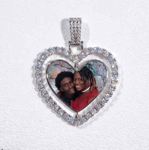 3D Spinning 2-Faced Heart Custom Picture Pendant