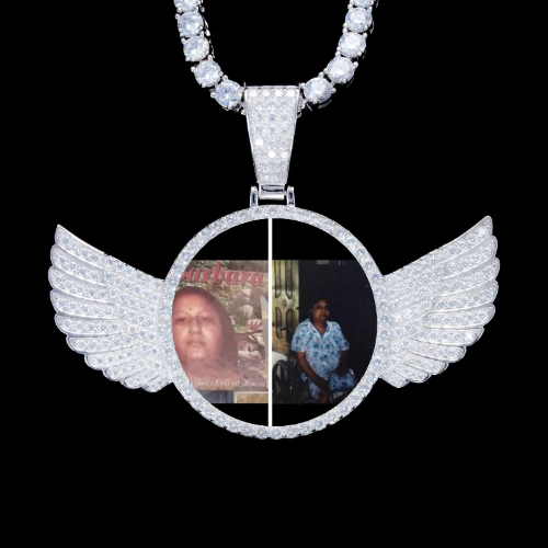 925S & VVS Moissanite 3D Wing Custom Picture Pendant