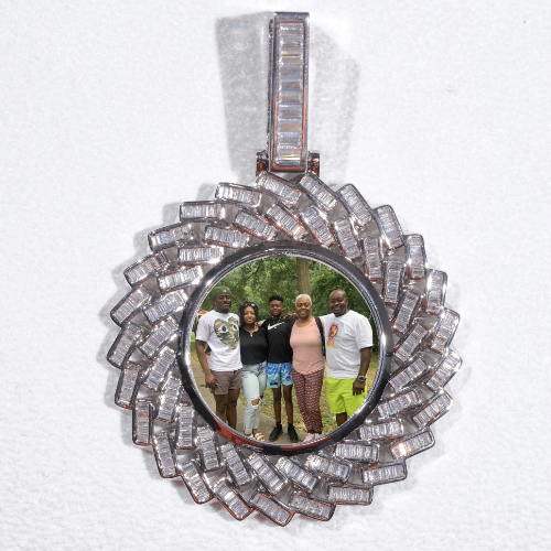 Large 3D Baguette Custom Picture Pendant