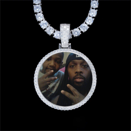 925S & VVS Moissanite 3D Circle Custom Picture Pendant