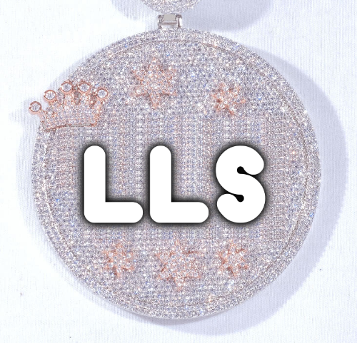 CUSTOM LETTER NECKLACE 3D BIG CROWN DISC