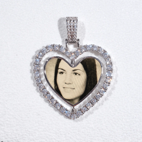 3D Spinning 2-Faced Heart Custom Picture Pendant