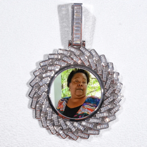 Large 3D Baguette Custom Picture Pendant