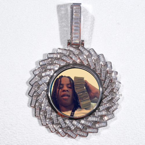 Large 3D Baguette Custom Picture Pendant