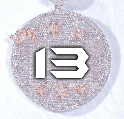 CUSTOM LETTER NECKLACE 3D BIG CROWN DISC