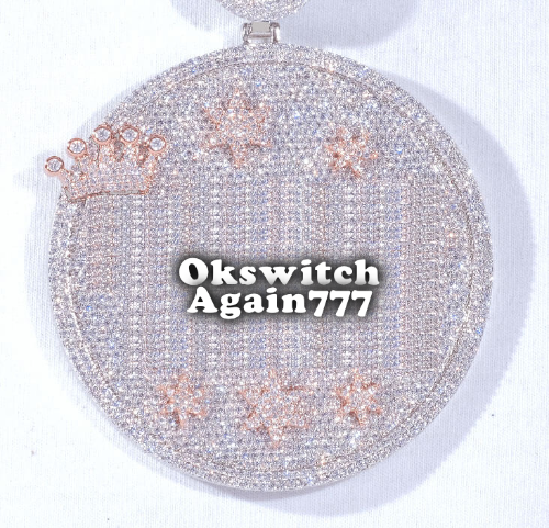 CUSTOM LETTER NECKLACE 3D BIG CROWN DISC