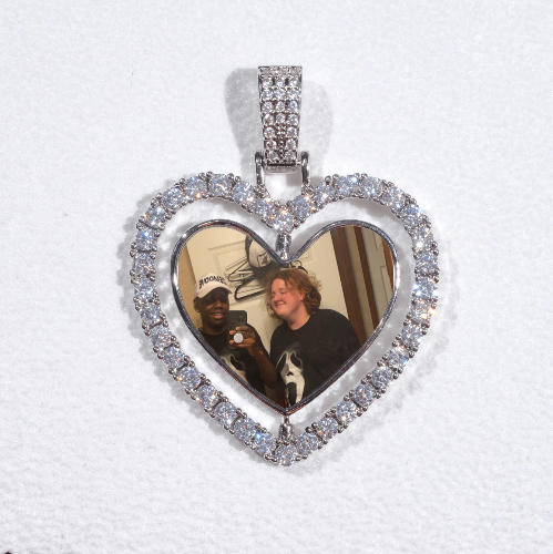 3D Spinning 2-Faced Heart Custom Picture Pendant