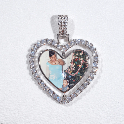 3D Spinning 2-Faced Heart Custom Picture Pendant