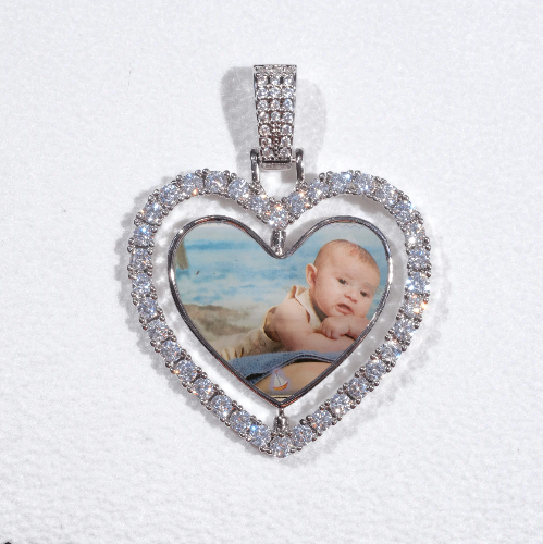 3D Spinning 2-Faced Heart Custom Picture Pendant