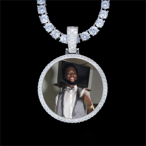 925S & VVS Moissanite 3D Circle Custom Picture Pendant