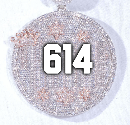 CUSTOM LETTER NECKLACE 3D BIG CROWN DISC