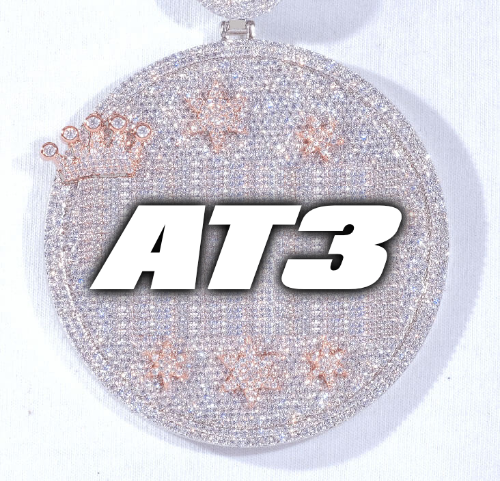 CUSTOM LETTER NECKLACE 3D BIG CROWN DISC