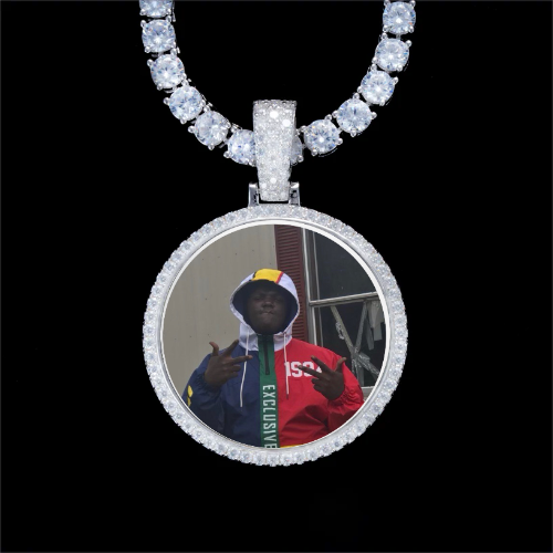 925S & VVS Moissanite 3D Circle Custom Picture Pendant
