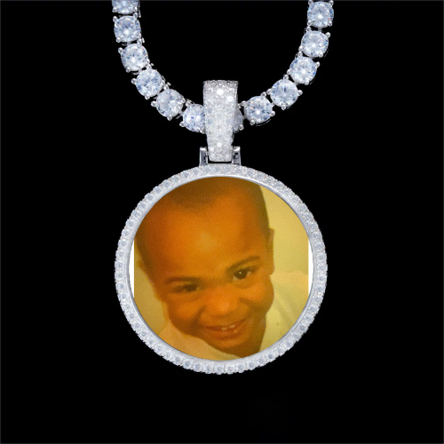 925S & VVS Moissanite 3D Circle Custom Picture Pendant