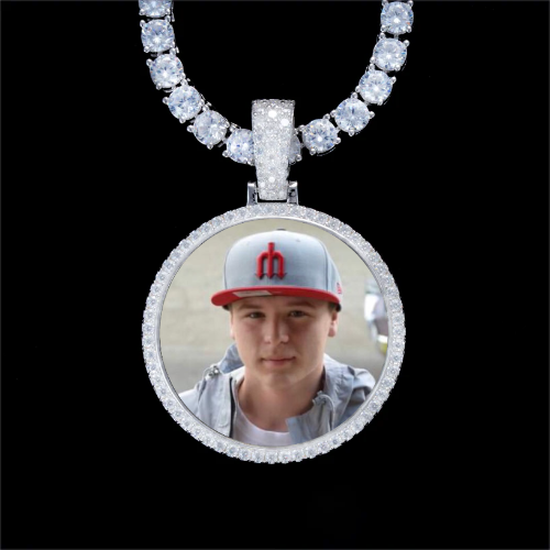 925S & VVS Moissanite 3D Circle Custom Picture Pendant