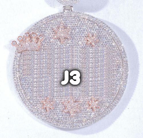 CUSTOM LETTER NECKLACE 3D BIG CROWN DISC