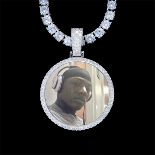 925S & VVS Moissanite 3D Circle Custom Picture Pendant