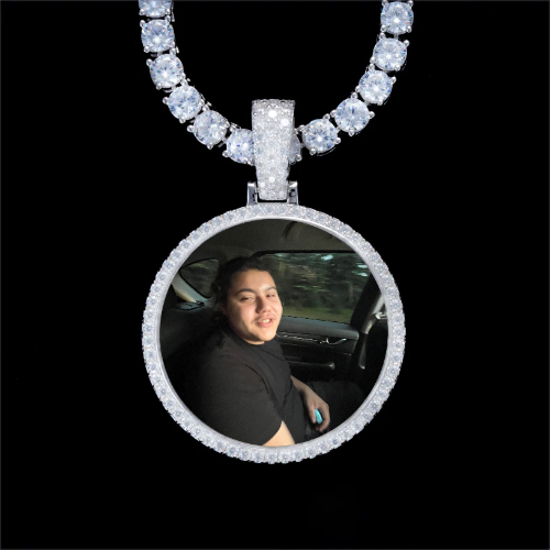 925S & VVS Moissanite 3D Circle Custom Picture Pendant