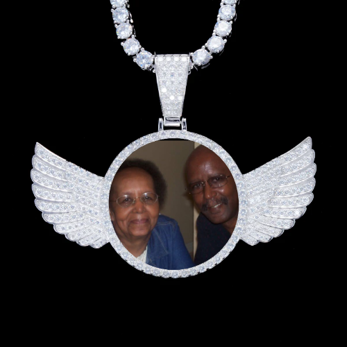 925S & VVS Moissanite 3D Wing Custom Picture Pendant