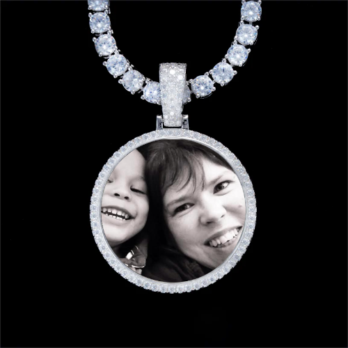 925S & VVS Moissanite 3D Circle Custom Picture Pendant