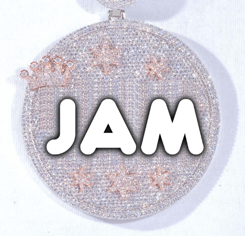 CUSTOM LETTER NECKLACE 3D BIG CROWN DISC