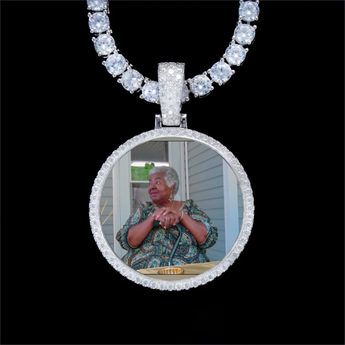 925S & VVS Moissanite 3D Circle Custom Picture Pendant