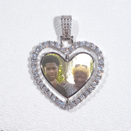 3D Spinning 2-Faced Heart Custom Picture Pendant