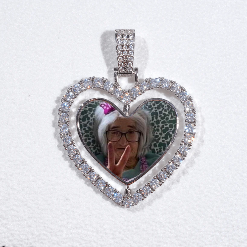 3D Spinning 2-Faced Heart Custom Picture Pendant