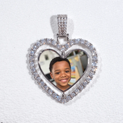 3D Spinning 2-Faced Heart Custom Picture Pendant