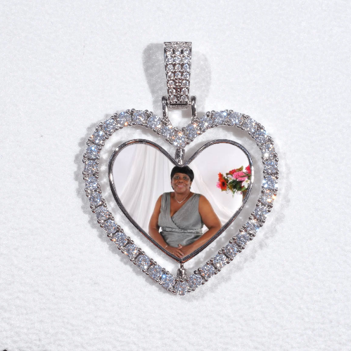 3D Spinning 2-Faced Heart Custom Picture Pendant