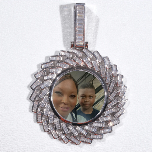 Large 3D Baguette Custom Picture Pendant