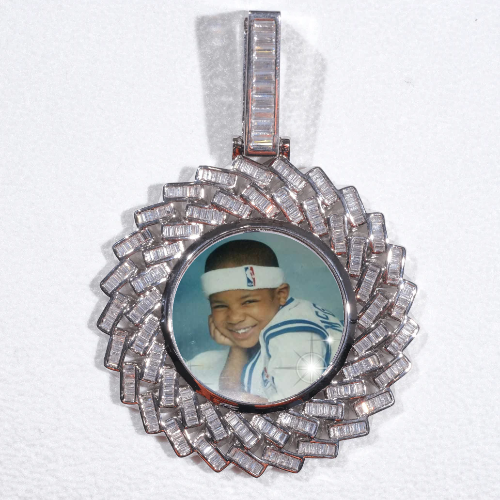 Large 3D Baguette Custom Picture Pendant