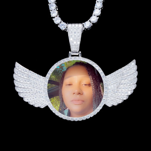 925S & VVS Moissanite 3D Wing Custom Picture Pendant