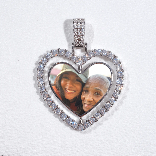 3D Spinning 2-Faced Heart Custom Picture Pendant