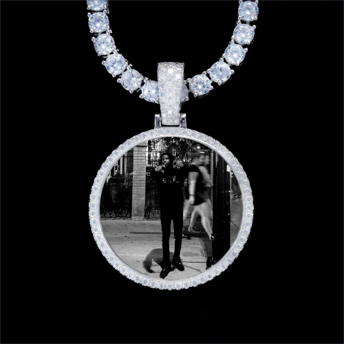 925S & VVS Moissanite 3D Circle Custom Picture Pendant