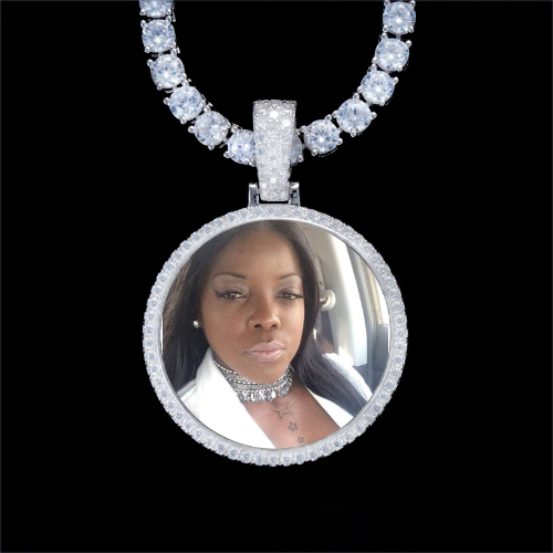 925S & VVS Moissanite 3D Circle Custom Picture Pendant