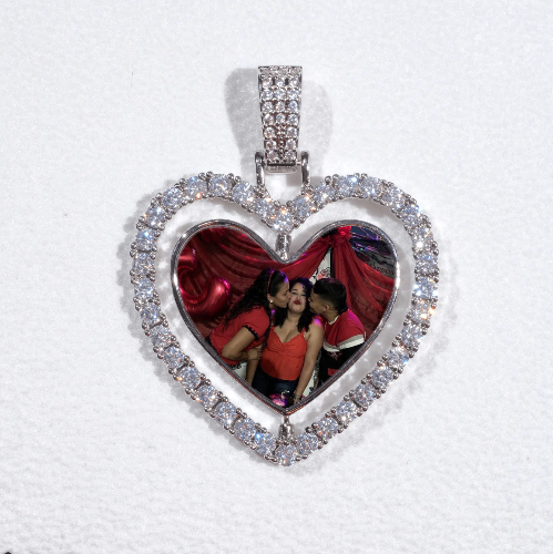 3D Spinning 2-Faced Heart Custom Picture Pendant
