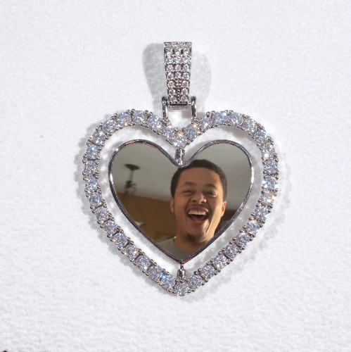 3D Spinning 2-Faced Heart Custom Picture Pendant
