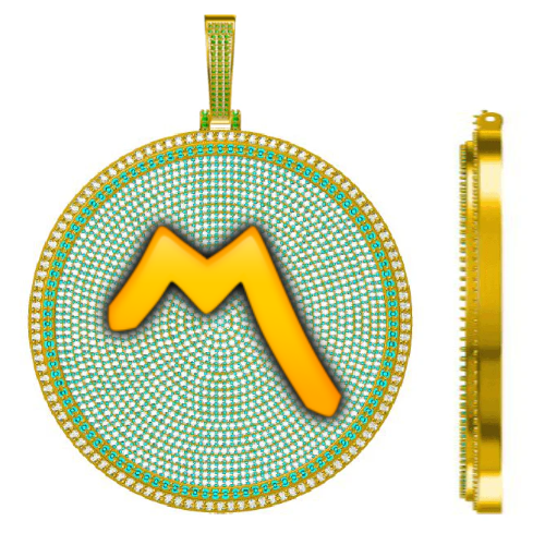 CUSTOM LETTER NECKLACE 3D BIG DISC