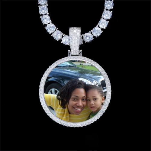 925S & VVS Moissanite 3D Circle Custom Picture Pendant
