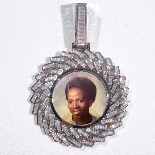 Large 3D Baguette Custom Picture Pendant