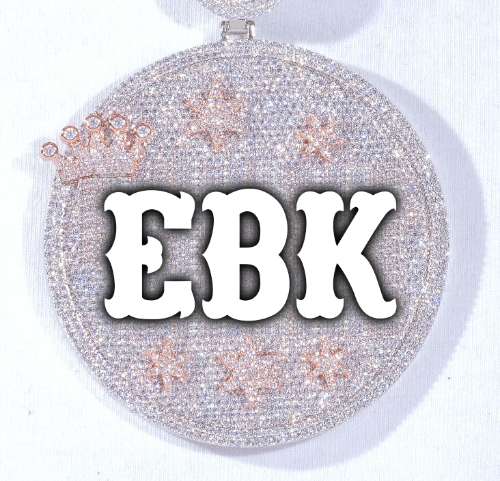 CUSTOM LETTER NECKLACE 3D BIG CROWN DISC