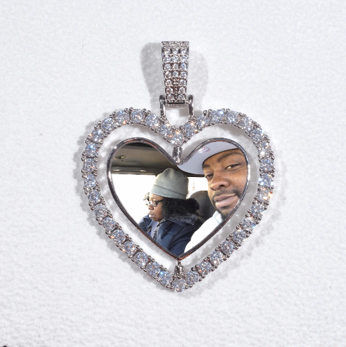 3D Spinning 2-Faced Heart Custom Picture Pendant