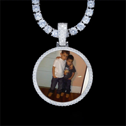 925S & VVS Moissanite 3D Circle Custom Picture Pendant