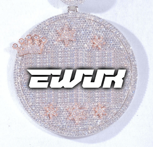CUSTOM LETTER NECKLACE 3D BIG CROWN DISC