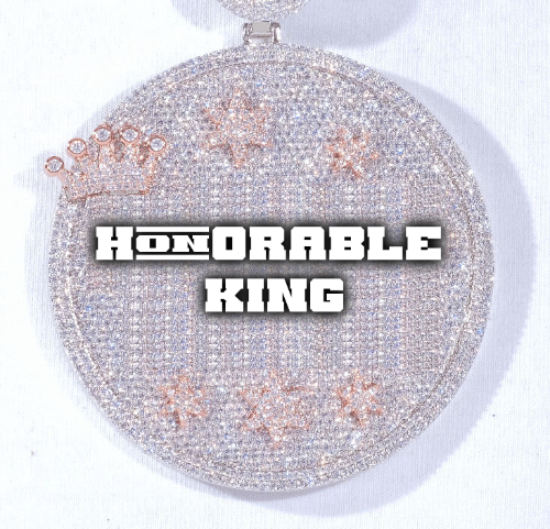 CUSTOM LETTER NECKLACE 3D BIG CROWN DISC