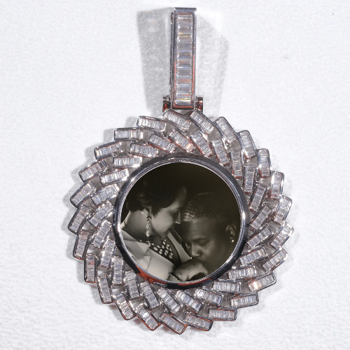Large 3D Baguette Custom Picture Pendant