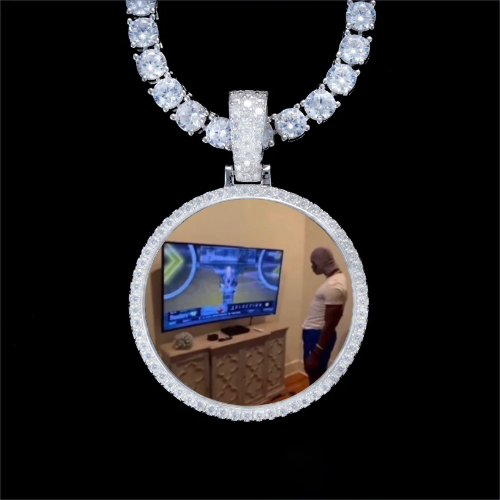 925S & VVS Moissanite 3D Circle Custom Picture Pendant